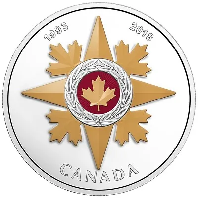 1 Oz Silver Coin 2018 Canada $20 25th Anniversary  The Star Of Military Valour • $80