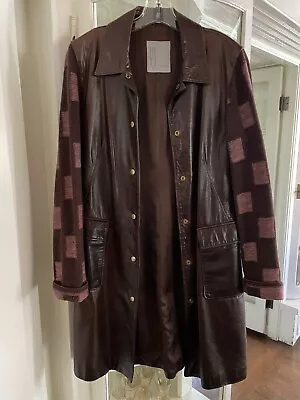 MISSONI Vintage Women's Leather And Wool Full-length Coat • $125