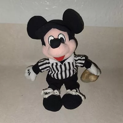 Disney Store Referee Mickey Mouse With Whistle Bean Bag 9  Plush Football Soccer • $7.99