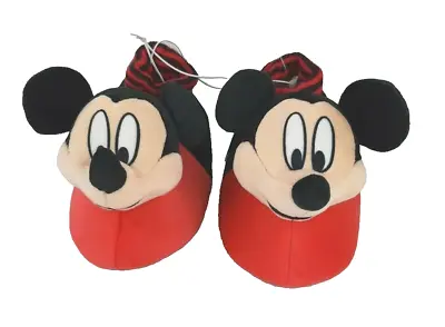 MICKEY MOUSE Disney Junior Clubhouse Childrens Slippers Sz 11 /12 Red Black Kids • £14.47