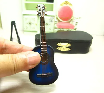 Miniature Dollhouse 1:12 Scale Musical Mini Acoustic Guitar Instrument Toy Model • $14.21