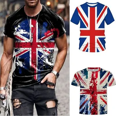 Jubilee 3D Digital Printed Union Jack T-Shirt Unisex Crew Neck Queen Elizabeth • £8.31