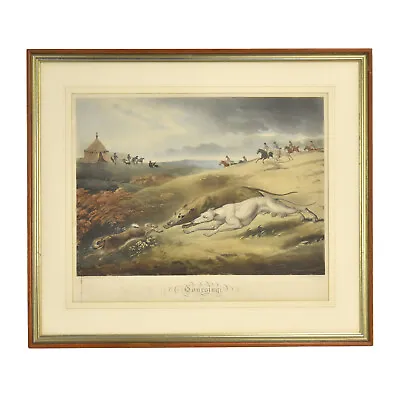 Antique Aquatint “Coursing” Nichols & Bluck Reinagle Hunting Dogs Chasing Rabbit • £1442.88