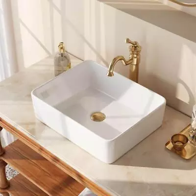 DEERVALLEY Vessel Sink 19  Rectangular Art Basin Rust Resistant Ceramic In White • $57.28