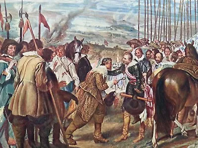 Antique Print The Surrender Of Breda Velasquez Dated 1908 Military Battle Art • $6.21