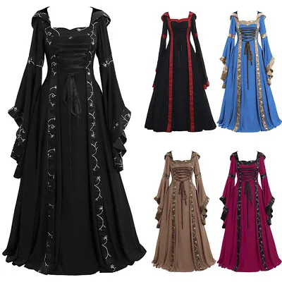 Halloween Womens Renaissance Medieval Gothic Witch Costume Fancy Dress Cosplay • £41.03