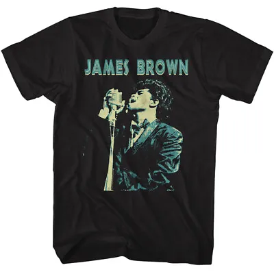 James Brown The Godfather Of Soul On Stage Singing Mic In Hand Men's T Shirt • £40.39