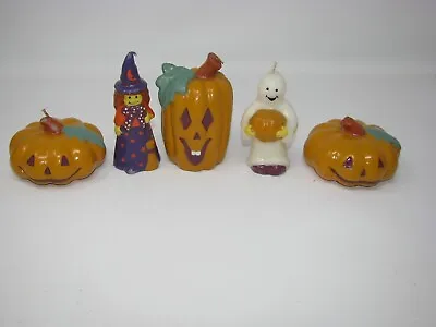 5 Vintage Halloween Candles Lot Jack-o-Lantern Pumpkin Witch Ghost Wax Figures  • $14.93