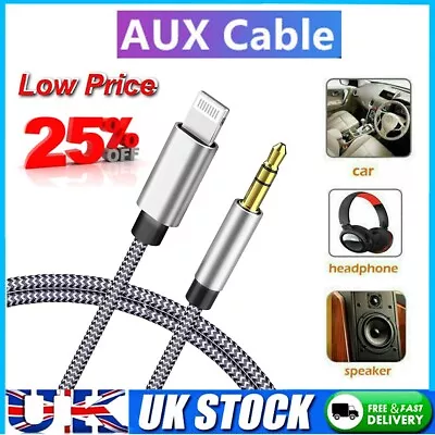 3.5mm Jack AUX Adapter Cable Cord To Car Audio For IPhone 7 8 X XS 11 12 13 14 • £2.85