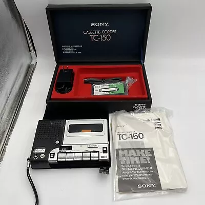 Sony TC-150 Mono Cassette Player/Recorder W/ Case Papers & Accessories Mint • $225