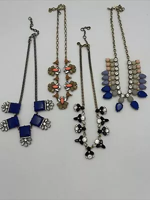 J. Crew Necklace Lot Of Four Statement Crystal Rhinestone Jewelry • $19.99