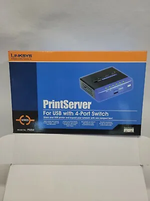 NEW LINKSYS PSUS4 PrintServer For USB With 4-Port Switch - Cisco Systems NOB • $22.99