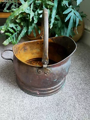 Vintage Low Grade Copper Coal Or Log Bucket/Scuttle Brass Handle Small  • £22.99