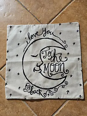 I Love You To The Moon And Back Canvas Throw Pillow Cover Case Stars Boho 17x17 • $15.99