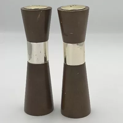 Vintage MCM Mid Century Modern Wooden Salt & Pepper Shakers Pair 5  Tall • $15