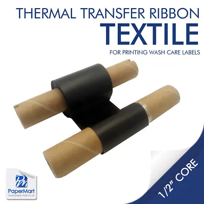 TEXTILE Thermal Transfer Ribbon. Print Wash Care Labels. 40mm X 74m On 1/2  Core • £8.95