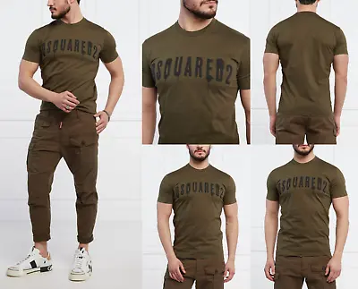 £138.76 • Buy DSQUARED2 Jeans Army Drip Painted T-Shirt Logo Cotton Tee Top Icon BNWT S