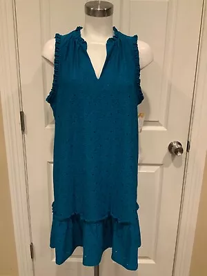 Michael Michael Kors Dark Teal Blue Floral Eyelet Dress Size XL • $35.80