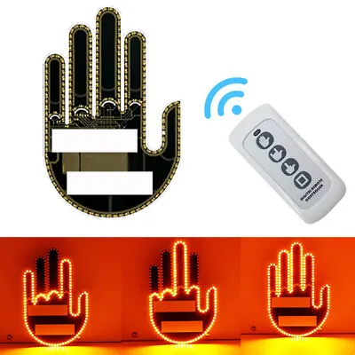 Car Middle Finger LED Light W/ Remote Control Road Angry Signs Rear Window Decor • $20.28
