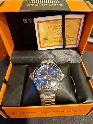Stuhrling 883H 03 Depthmaster Automatic Diver Stainless Steel Mens Watch • $180