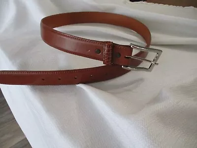 Bryant Park Men's Belt 34  Genuine Leather Belt Cognac W/ Genuine Alligator Loop • $25.34