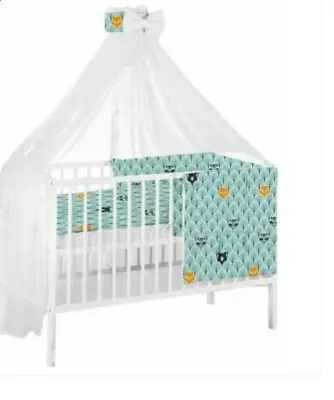 Canopy Holder Drape Mosquito Net With Ribbon COTBED/ COT Fox In Forest Turquoise • £33.99