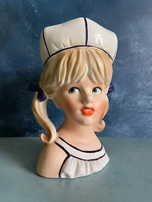 Vintage Lady Head Vase Lego 7333 Blonde With Ponytails And Great Hat 7” • $99