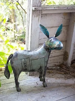 Handcrafted Recycled Reclaimed Metal Donkey Sculpture Statue Farm Animal Barn • $139.90