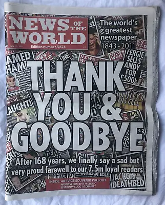 News Of The World Final Edition July 10th 2011 • £6.50