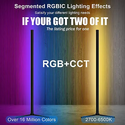 Modern RGB LED Corner Floor Lamp Light Strip For Room With Music Sync DIY Color • $34.99