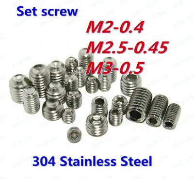 M2 M2.5 M3 M4 M5 M6 M8 Stainless Grub Screws Allen Socket Set Screws Cup Point • $8.79