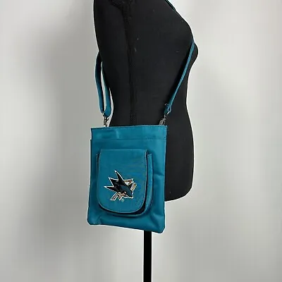 NHL San Jose Sharks Crossbody Adjustable Purse Bag Teal Pockets Small • $9.99