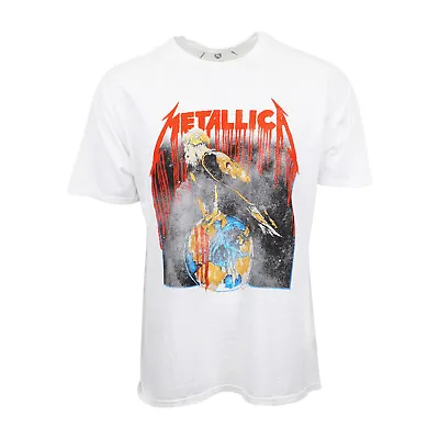 Metallica Mens White Distressed T T Shirt • $15.99