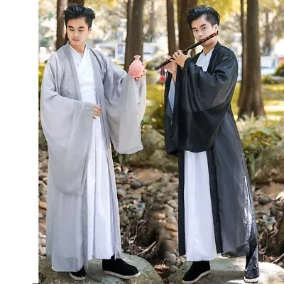 Adult Ethnic Hanfu Men Chinese Robe Traditional Outfits Dance Costume Stage Wear • $37.99