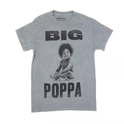 THE NOTORIOUS BIG Big Poppa Biggie Acid Wash T-Shirt Grey Short Sleeve Mens S • £13.99