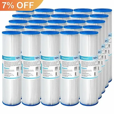 25 Pack 10 X2.5  Whole House System Pleated Sediment Water Filter 5/20/50 Micron • $39.05