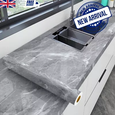 Self Adhesive Kitchen Worktop Covering Vinyl Wrap Cupboard Door Marble Stickers • £10.99