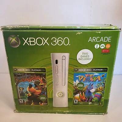 $199.99 • Buy Xbox 360 Arcade White Complete Console System Very Rare!  Box LOT Bundle