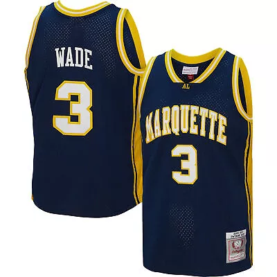 Men's Mitchell & Ness Dwyane Wade Navy Marquette Golden Eagles 2002/03 Player • $134.99
