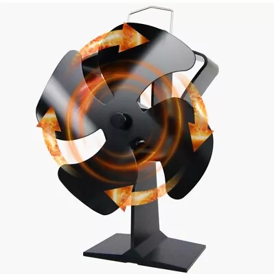 Heat Powered Wood Stove Fan With 4-Blade Quiet Fireplace Wood Burning Eco-Frien • $17.99