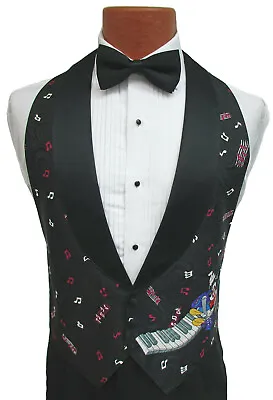 Men's Musical Mickey Mouse Tuxedo Vest And Bow Tie Walt Disney Fit All (37-50) • $44.99