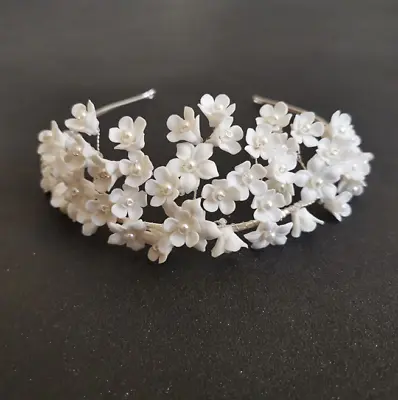 Elven Bridal Headband Elegant Handmade Fairy Flower & Pearls Wedding Headpiece • $69