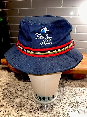 Vintage Turtle Bay Hilton Hawaii Golf Bucket Hat Duckster USA Made Cap Blue Sz L • $19.49