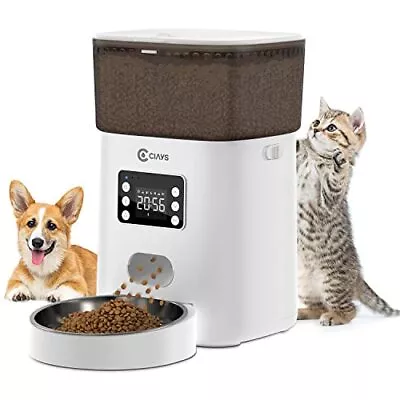  Automatic Cat Feeders Cat Food Dispenser Up To 20 Portions 6 Meals 4L White • $50.72