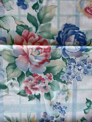 Vtg ?Laura Ashley ?Martha Stewart Fabric English Floral Checked Country Garden • $14.40