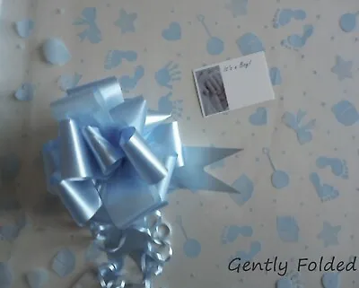 £0.99 • Buy BLUE Baby Boy Cellophane Gift Wrap Baby Shower Hamper Bag Nappy Cake Basket