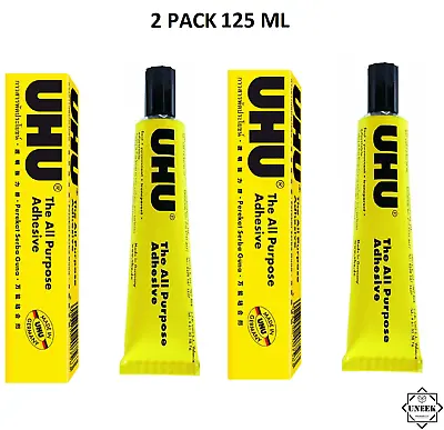ALL PURPOSE 125ML ORIGINAL UHU GLUE 2 PACK Super Glue Strong Clear Adhesive UK • £11.49