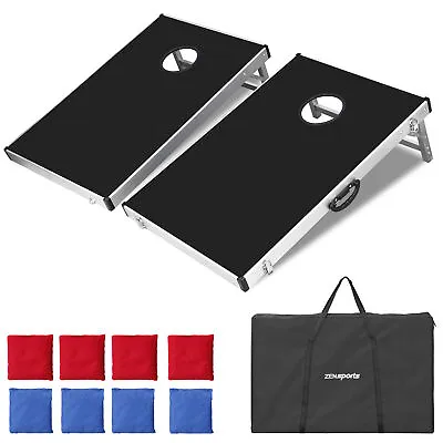 Cornhole Toss Game Set Aluminum Framed Cornhole Boards Bean Bag W/Carrying Case • $52.99