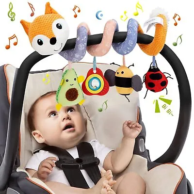 Baby Spiral Soft Toy Pram Car Seat Cot Crib Fox Crib Spiral Orange Pram/Cot Baby • £19.99