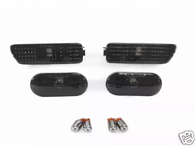 DEPO 4 PCS Smoke Side Marker Lights + X4 Chrome Bulbs For 99-05 VW Golf/Jetta IV • $38.21